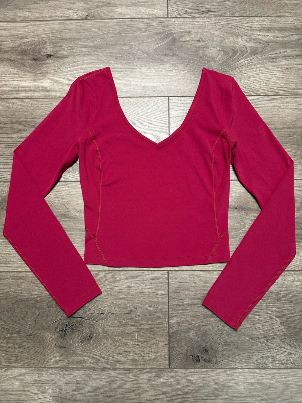 Lululemon Align Long Sleeve Crop Shirt Pomegranate Red Pink Size 4
